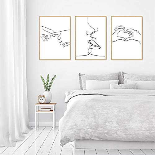 Toile Amour Croquis dessin au trait pour créer un cocon romantique dans votre chambre