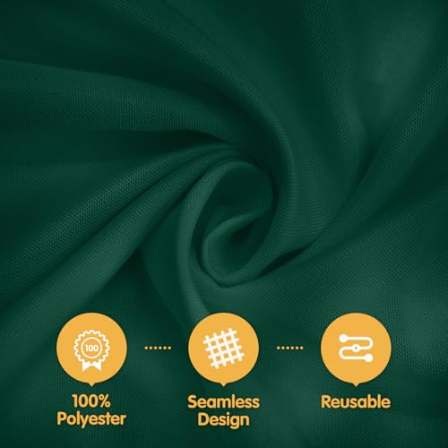 Image of BRILLMAX 10 Pack Hunter Green Tablecloths 70 x 120 Inch for 6ft & 8ft Rectangle Tables - 150 GSM Polyester Fabric, Universal Fit, Water, Stain & Wrinkle Resistant Cloth Cover for Wedding Banquet