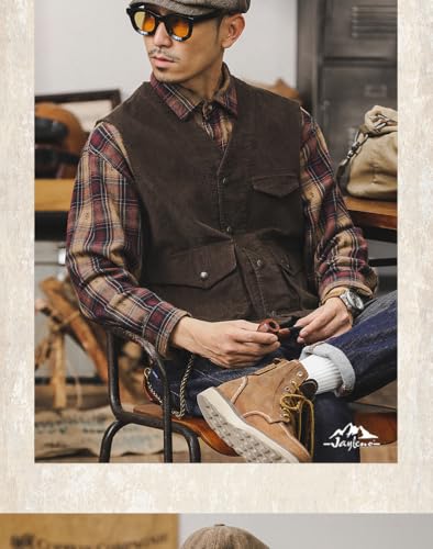 Men's Corduroy Vest Vintage Sleeveless Waistcoat Casual V-Neck Vest Wedding3