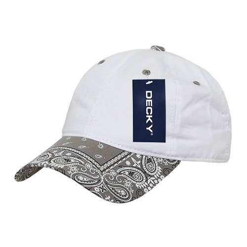Tapas de polo Decky 256 tipo visera con estampado bandanna blanco y gris para ropa masculina