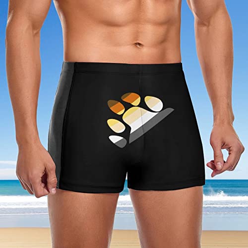 Gay Bear Pride Paw Men's Square Leg Swim Trunks Sport Boxer Bathing Suit Summer Beach Brief Elastic Swimwear4