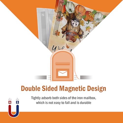 Image of Welcome Fall Highland Cow Mailbox Cover Magnetic Standard Size