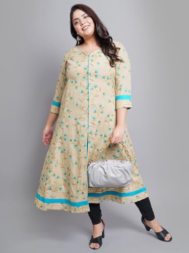Image of Yash Gallery Women's Rayon Relaxed Fit Anarkali Floral Printed Kurta