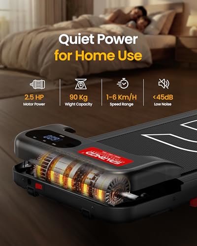 Image of Sparnod Fitness STH-3001 Walking Pad for Home Use, 2.5 HP Motor 1-6 km /h Speed, Manual Incline 2 Levels, LED Display for Time, Distance, Speed & Calories, Compact Treadmill, 90kg Max Weight