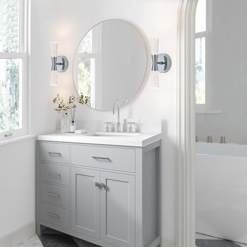 Image of JoollySun Crystal Wall Sconces Indoor: Dimmable 3-Color (3000K-6000K) LED Bathroom Lighting for Hallway Bedroom