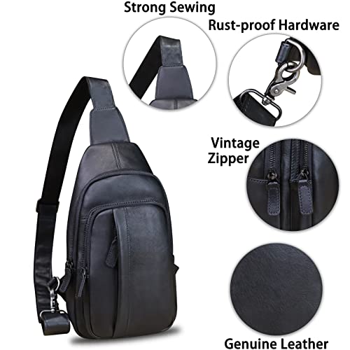 Mochila de hombro de piel negra para hombres activos que viajan en bicicleta 5