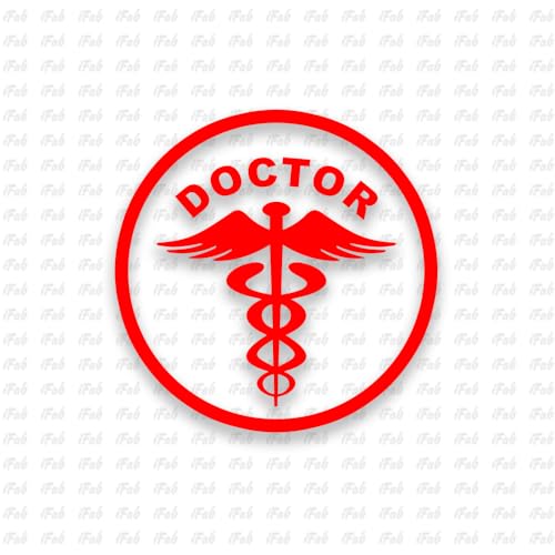 Image of Doctor Stickers for Car - Doctor Logo Reflector Decal Sticker for Cars, Waterproof Stickers, (Pack of 2) Size 10.5x10.5cm (Red)