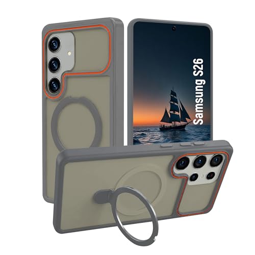 Image of AIBEX Back Cover for Samsung Galaxy S25 Fe 5G MagSafe Compatible | Slim Case with Wireless Charging Support | Anti-Scratch, Shockproof, Anti-Fingerprint & Lightweight Military Protective Cover - Grey