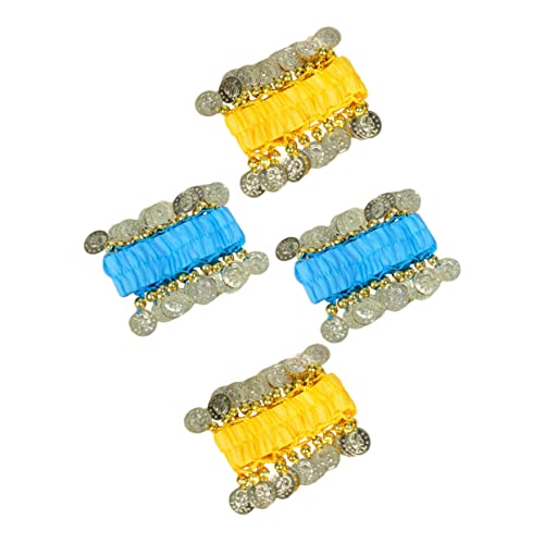 WHAMVOX Bracelets de Danse Ventre Femme 2 Paires Mousseline de Soie Pièces Pendantes Accessoires de Costume pour Pratique Scène Cosplay et Confortable