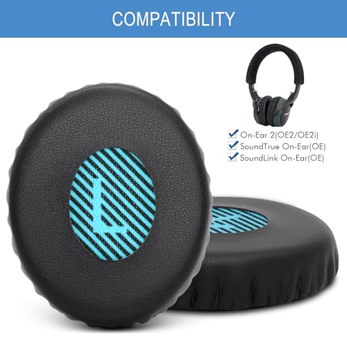 Image of GEVO Ear Pads Cushions Replacement for Bose On-Ear 2 Headphones,Earpads for Bose OE2 /OE2i /SoundTrue On-Ear /SoundLink, Earpads with High Dense Noise Isolation Foam,Protein Leather,Black&Blue