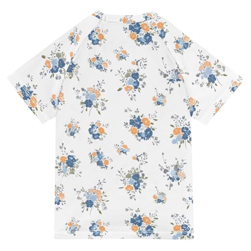 ALAZA Kids Rash Guard Girls Toddler Swim Shirts Short Sleeve White Floral UPF 50+ 3T2