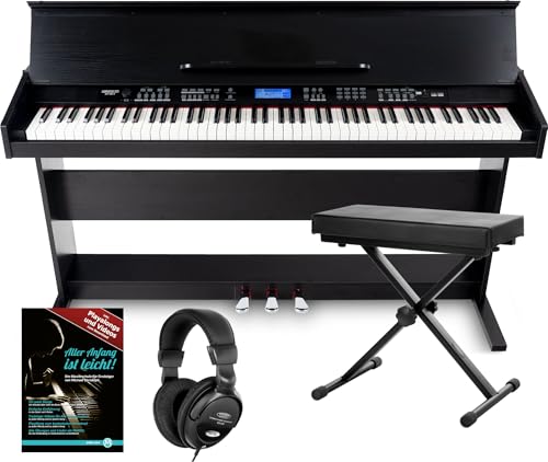 FunKey DP-88 II piano numérique noir set avec banquette de synthé, casque, méthode d'apprentissage