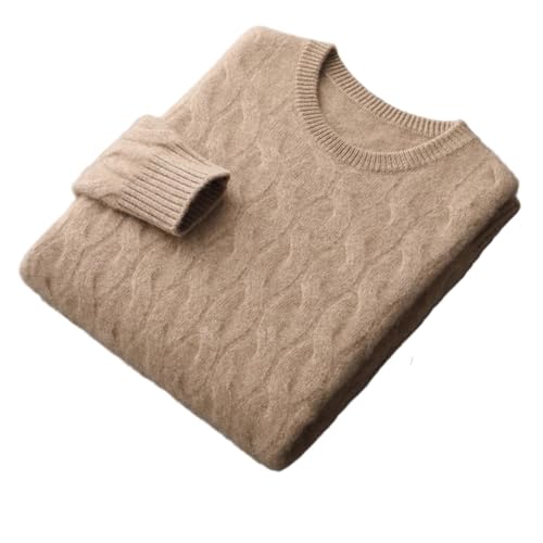Suéter de punto trenzado de lana para hombre, cuello redondo, grueso, para invierno, informal, elegante, 2, M