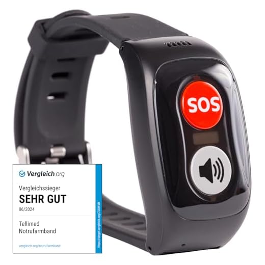 tellimed Carino 4G GPS Notfallarmband Senioren mit GPS Ortung, Telefonfunktion, SIM Slot & ohne ABO - Senioren Notruf Armband & Notrufknopf für Senioren & Erwachsene