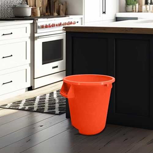 Image of SPARTA Bronco Waste Container Trash Container, Round Trash Bin for Disposal, 10 Gallons, Orange