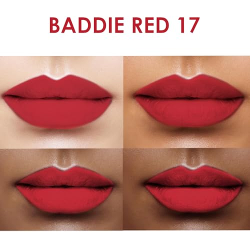 Image of One Wish Creamy Matte Lipstick Long Lasting for Women - Baddie Red Shade 17 | Full Coverage | Creamy Formula | No Flaky Lips | No Dryness| High-Pigment | SPF | Vitamin E, Almond Oil & Shea Butter for Moisturising Lip | 8 Hrs Lasting | Smooth Finish | 3.8 gm