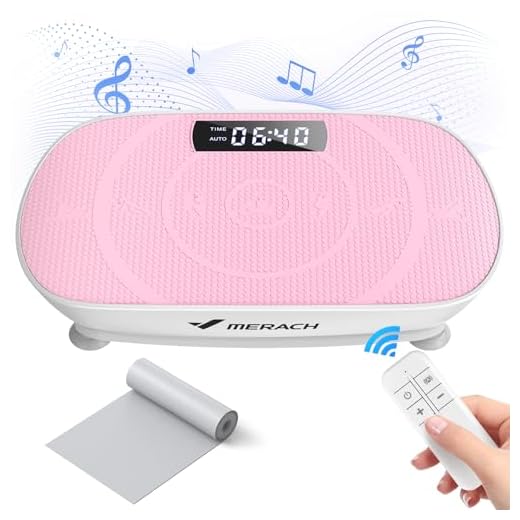 MERACH Plataforma Vibratoria, Potente Plataforma Vibración Muscular para Musculación y Moldeado, Control Automático de Velocidad, Altavoz Bluetooth Incorporado (Rosa)