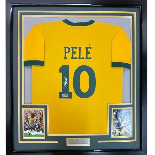 Framed Facsimile Autographed Pele 35x39 Brazil Yellow World Cup R...