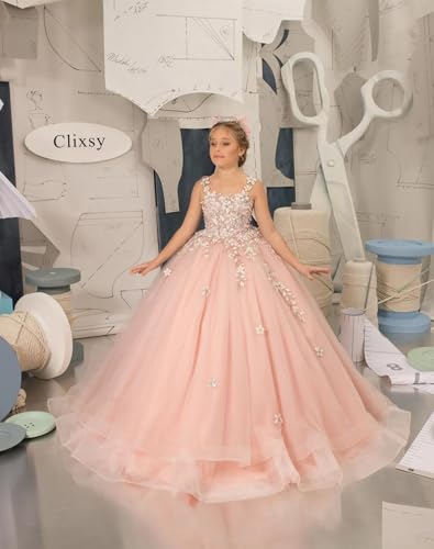 Clixsy Flower Girl Dress Tulle Appliques - Princess Pageant Dress Girls Birthday Party Ball Gown4