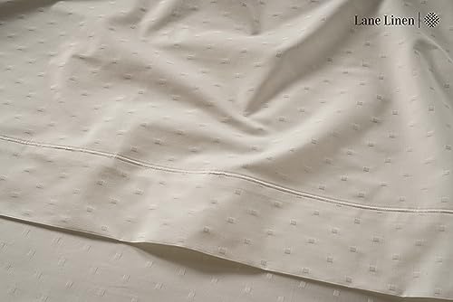 LANE LINEN Pillow Case Covers King, Set of 2, 100% Egyptian Cotton Sateen, Soft Cool & Smooth 1000 Thread Count Pillow Cases - Swiss Dot - Ivory