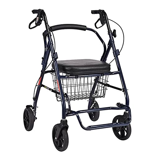 Rollator Pieghevole Rollator Walkers Rollator Walker Con Seduta E Schienale Extra Larghi, Altezza Della Maniglia Regolabile, Cestino Portaoggetti Rimovibile E Un Telaio Leggero E Resistente Che Si Pi