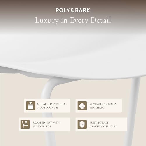 Image of Poly & BARK Isla Bar Stools Set of 3 - Counter Height Bar Stool for Kitchen - Set of Counter Stools - Indoor /Outdoor Barstools - Modern Kitchen Bar Stools - White