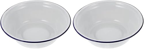 Housoutil Cuenca esmaltada de 2 uds. Cuenco de mezcla de cocina para baño, platos de lavabo, ensalada de frutas, fideos, cuenco de almacenamiento