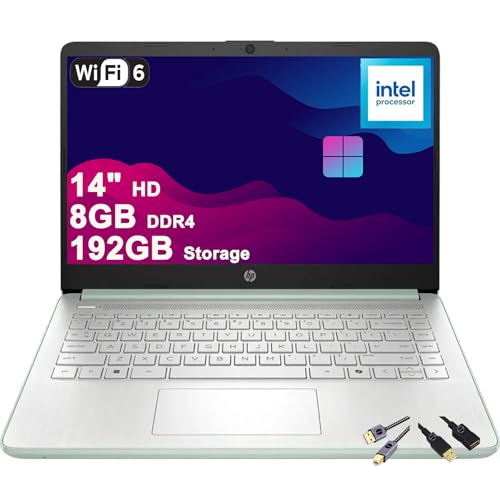 HP 14 軽量ビジネス&学生用ノートパソコン | 14インチ HD アンチグレア | Intel 4コア N150 | 8GB DDR4 192GB ストレージ (128GB UFS + 64GB SDカード) | USB-C 長持ちバッテリー Wi-F