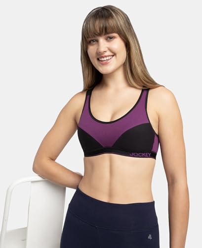 Image of Jockey 1378 Active Bra | Wirefree | Padded | Full Coverage | Racer Back | Super Combed Cotton Elastane Fabric