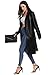 Fahsyee Women's Faux Leather Trench Coat, Motorcycle Jackets PU Moto Biker Outwear Fitted Slim Jacket Black Size S