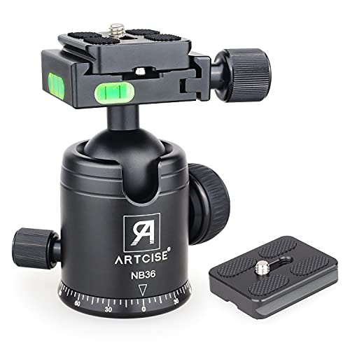 Testa A Sfera EB36S Per Treppiedi - Panormamica 360&deg;, Carico 15kg, Piastra Arca, Metallo CNC