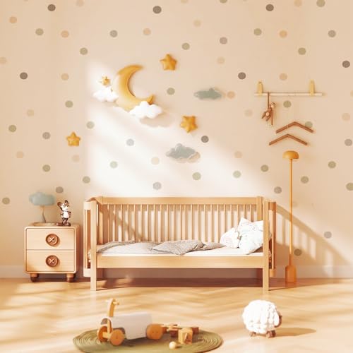 QUCHENG Boho Polka Dots Wall Decal Stickers Kids Toddler Bedroom Removable Circle Stickers Decor Nursery Livingroom Vinyl Waterproof Wall Decoration 6 Sheets