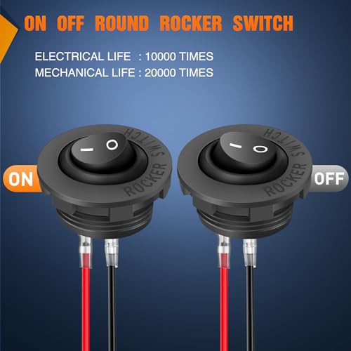 Image of Nilight 5PCS Round Rocker Switches w /Wiring Harness SPST Holder Pre-Wired
