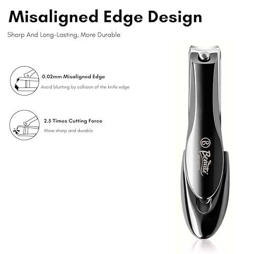 Image of Beaute Secrets 3 Pieces Nail Cutter Set with Nail Catcher No Splash Fingernail Clippers Toenail Clippers with Nail File, Stainless Steel Nail Cutter for Men and Women