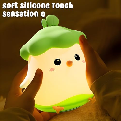 Image of Vegetable Chicken Silicone Sleeping Light - Cute Bedroom Decorative Lamp with Two Levels of Luminance Adjustable Vegetable Silicone Light Bedside Touch for Boys and Girls Bedroom Gifts