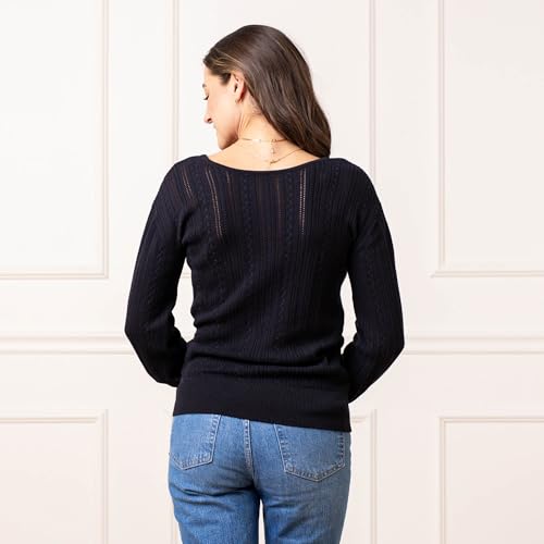 Image of Hope & Henry Women's Long Sleeve Fine Gauge V-Neck Sweater