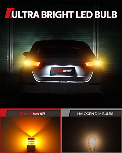 Image of Torchbeam LED Turn Signal Bulb, Upgraded 3157 LED Bulbs Amber, 500% Brighter 3156 3157A 3457A 4057 4157 3157na Bulb 57-SMD LED Chipset with Projector Len for Blinker Marker Parking Lights (2 Pcs)