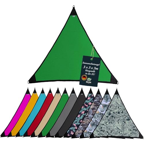 Sonnensegel Wasserdicht Sonnenschutz Garten mit befestigungen Leinen 100% Schutz vor UV-Strahlungen (3m x 3m, Grün)