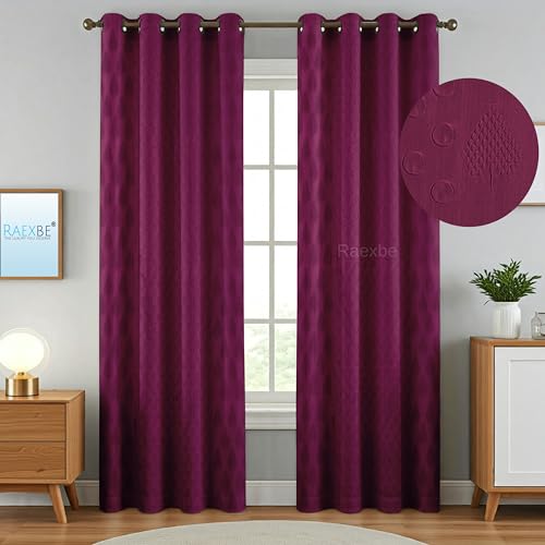 Image of Heavy Long Crush Floral Design Curtains | 5ft Premium Polyester Punching Coin Pattern Curtains for Living Room, Bedroom, Door & Window | Modern Wine Home Decor Screens | Set of 1 Pieces