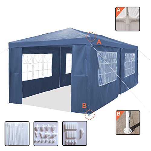 Gazebo, 3x6m Gazebo with sides, Waterproof Party Tent Marquee Awning with Powder Coated Steel Frame perfect for Parties, Birthday, Wedding, Picnics, Carport (Blue) - Image 4