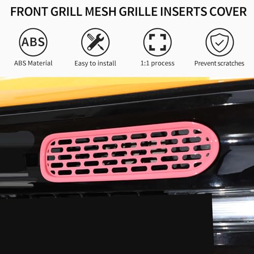 Image of Front Grill Mesh Grille Inserts Cover Frame Trims Kit 6Pcs Fit for Ford Bronco 2021-2026 2 /4 Door Exterior Accessories (Pink)