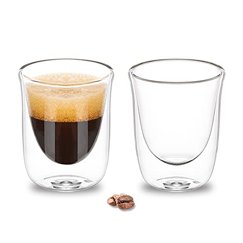 PARACITY Set di 2 Tazze da Espresso, Bicchierino da Espresso da 2 Oz, Tazze da Espresso, Vetreria Borosilicata Isolante Doppia, Tazzine da Caffè per Accessori per Macchine da Caffè