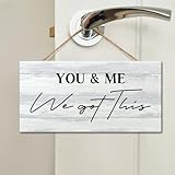 You & Me- We Got This - Placa de pared de madera con citas que dicen tablones de madera, letrero colgante vintage para decoración del hogar, sala de estar, oficina, entrada, regalo de inauguración de