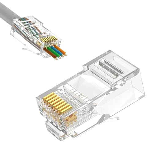 Image of C & E C & E-RJ45 Ethernet Cable Connectors - 100-Pack for Cat5e /Cat6, Easy Crimp, Plugs