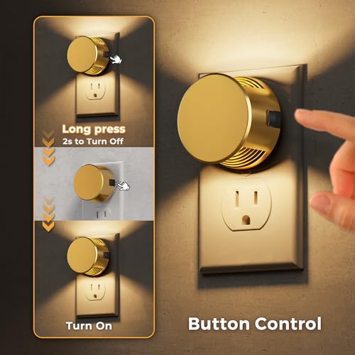 Image of L LOHAS LED Night Lights Plug into Wall, Plug in Night Light | Dusk to Dawn Sensor,Brightness Adjustable,3000K Warm White,Dimmable Gold Nightlight for Adults Hallway Bathroom