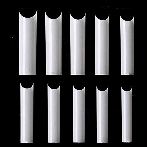 Extra Long C Curve Half Cover Nail Tips, Sunbem Clear 100 PCS XXL Long Straight Square Shape Tips for Acrylic False Nail with Box (Natural)