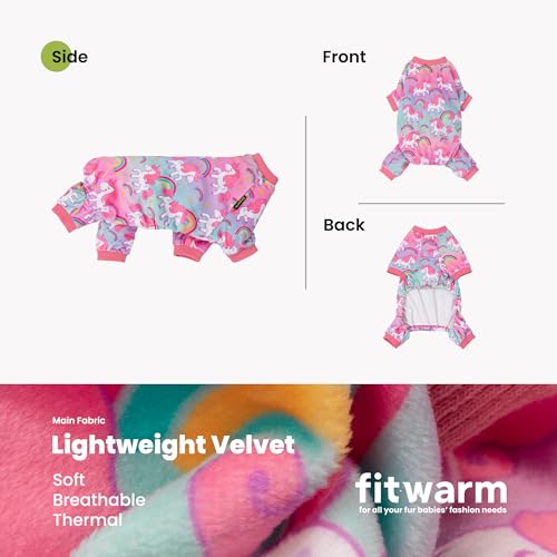 Image of Fitwarm Dreamy Unicorn Fleece Dog Pajamas, Fairy Winter Clothes for Small Dogs Girl, Cozy Pet Onesie, Pink, Blue, Large