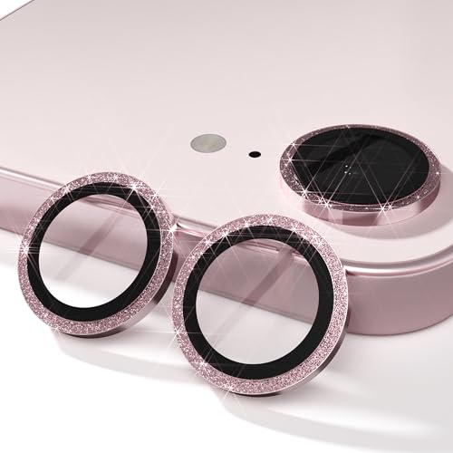 (3 Pack) Orzero Camera Lens Protector for iPhone 17e / iPhone 16e [EZ Install] [Case-Friendly] 9H Tempered Glass Bling Lens Cover Accessories Military-Grade Shockproof HD Clarity Anti-Glare - Glitter Pink