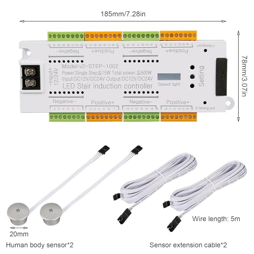 TWSOUL LED Motion Sensor Stair Light Controller Channel 32Light Automatic Step System Controller for Stairway Light