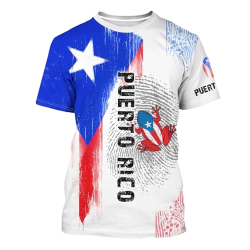 DFZ Puerto Rico Shirt 3D Fashion Classic Crewneck Short Sleeve Top Puerto Rico Jersey Unisex Gray
